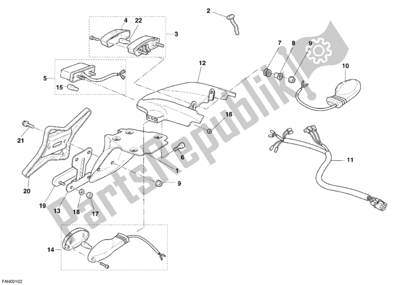 Tutte le parti per il Fanale Posteriore del Ducati Monster 620 Dark Single Disc 2005